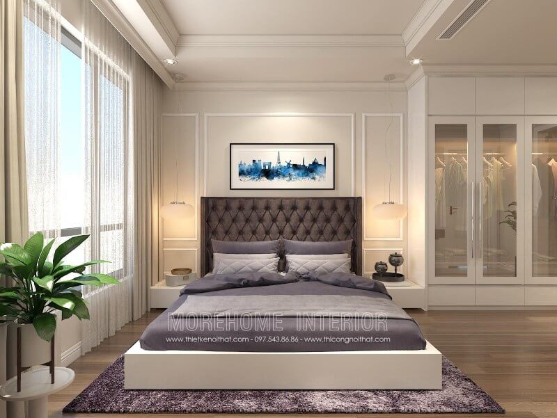Mẫu giường ngủ hiện đại giá rẻ Hà Nội được thiết kế đơn giản nhưng không đơn điệu thành công trong việc tạo điểm nhấn nội bật cho căn phòng ngủ của mỗi gia đình